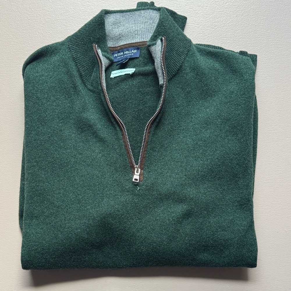 Peter Millar Forest Green Zip-Up Sweater